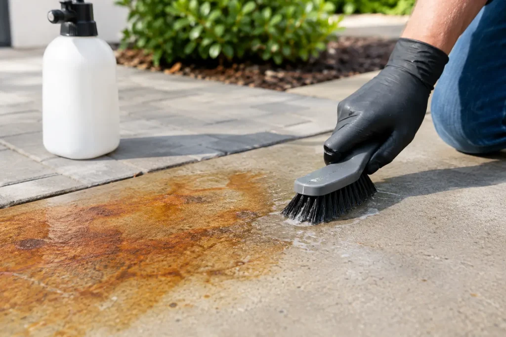 Rust Removal That Protects Concrete and Pavers